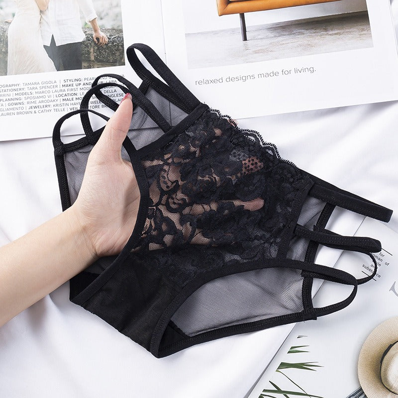 Sexy Lace Underwear Women's Hollow out Breathable Bowknot Mesh Attractive Low Rise Underpants - StripSilk