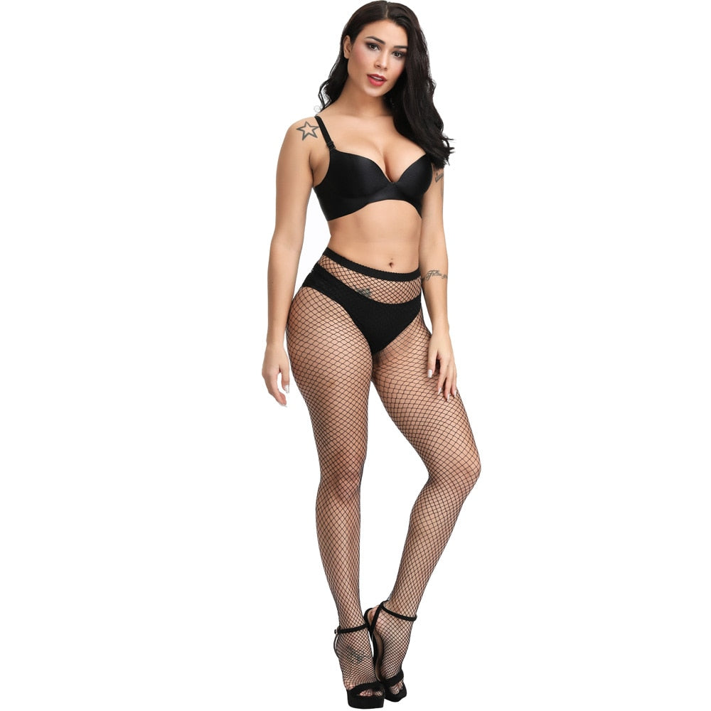Sexy Women Crotchless Bodystocking Sexy Erotic Lingerie Stockings Large Size Fishnet Tights Plus Size Women Tights Open Crotch - StripSilk