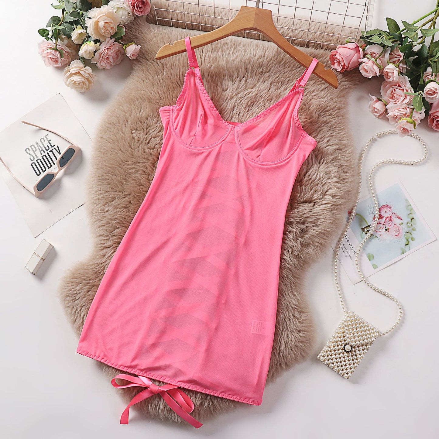 Sexy Mesh Strapless Lingerie Transparent Lace Erotic Bodysuit Nightgown - StripSilk