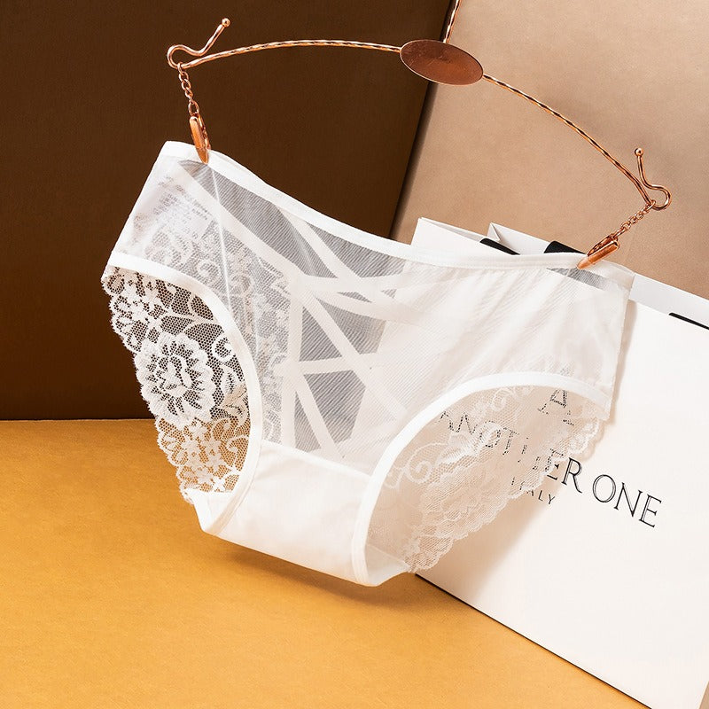 Sexy Lace Underwear Women's Hollow out Breathable Bowknot Mesh Attractive Low Rise Underpants - StripSilk