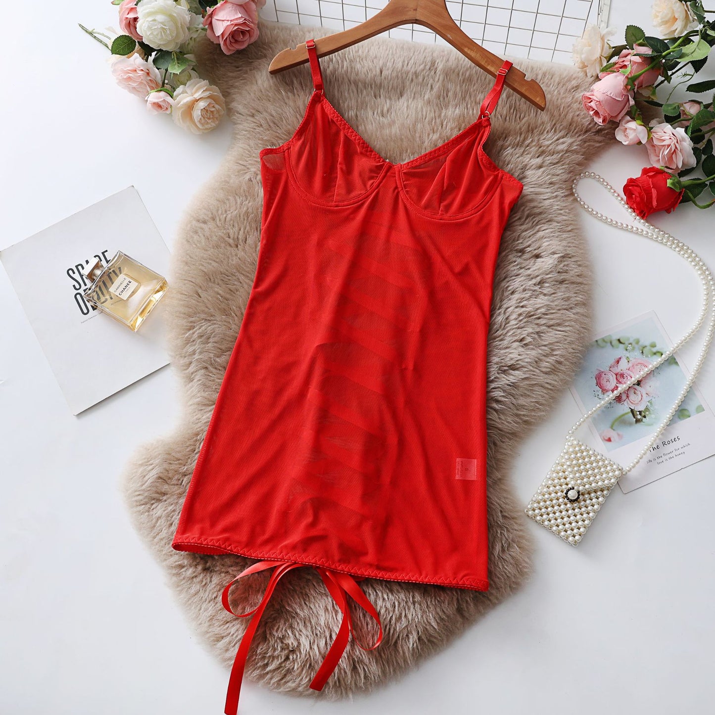 Sexy Mesh Strapless Lingerie Transparent Lace Erotic Bodysuit Nightgown - StripSilk