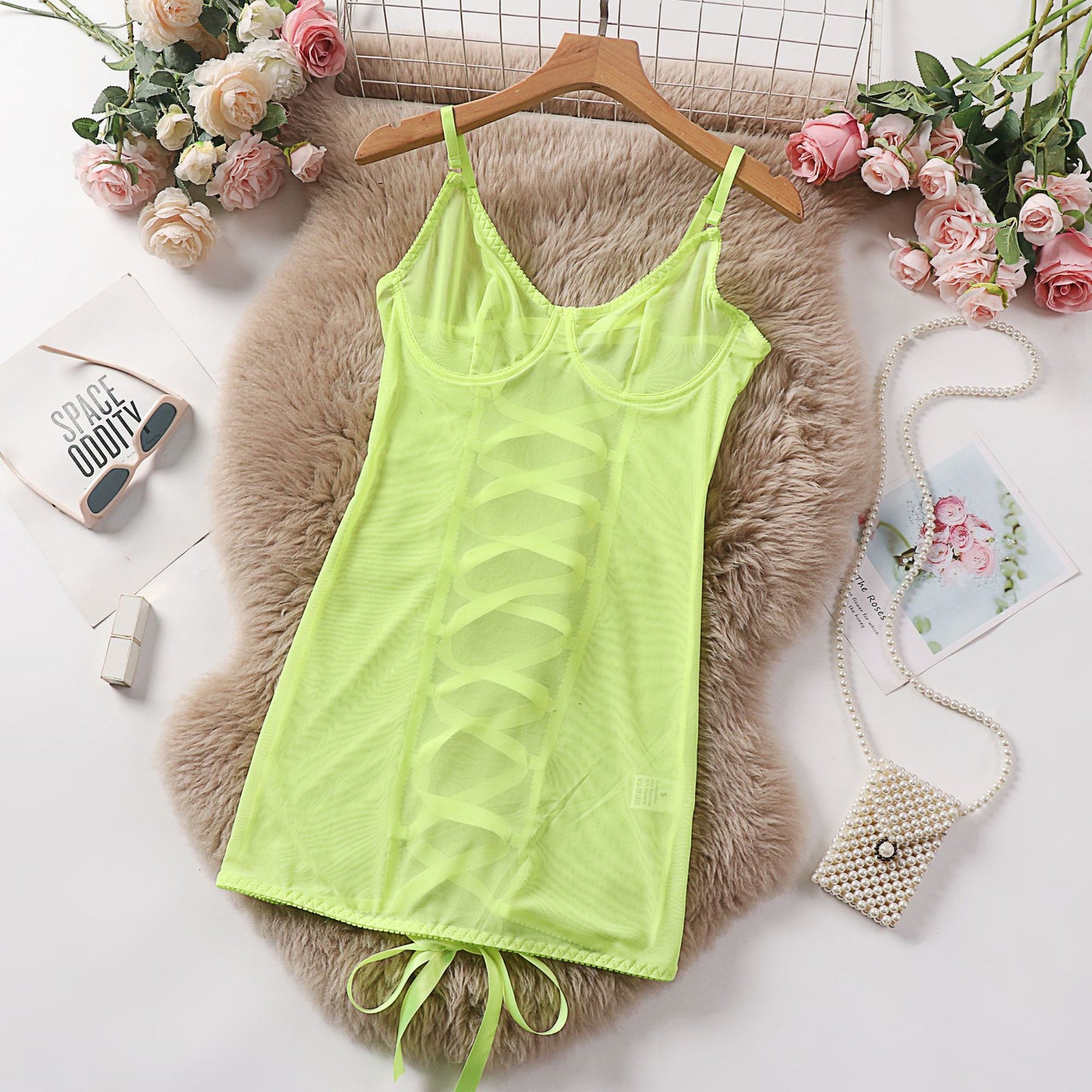 Sexy Mesh Strapless Lingerie Transparent Lace Erotic Bodysuit Nightgown - StripSilk