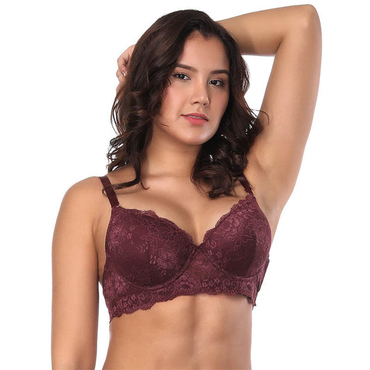 Underwear lace sexy bra thin mold cup steel ring - StripSilk