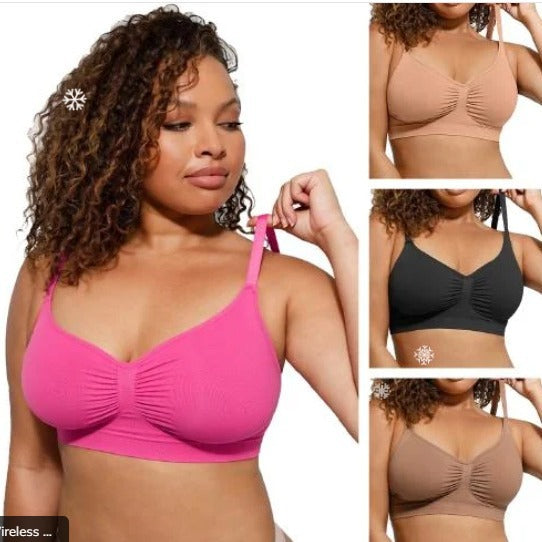 Large size thin without steel ring gathering bra - StripSilk