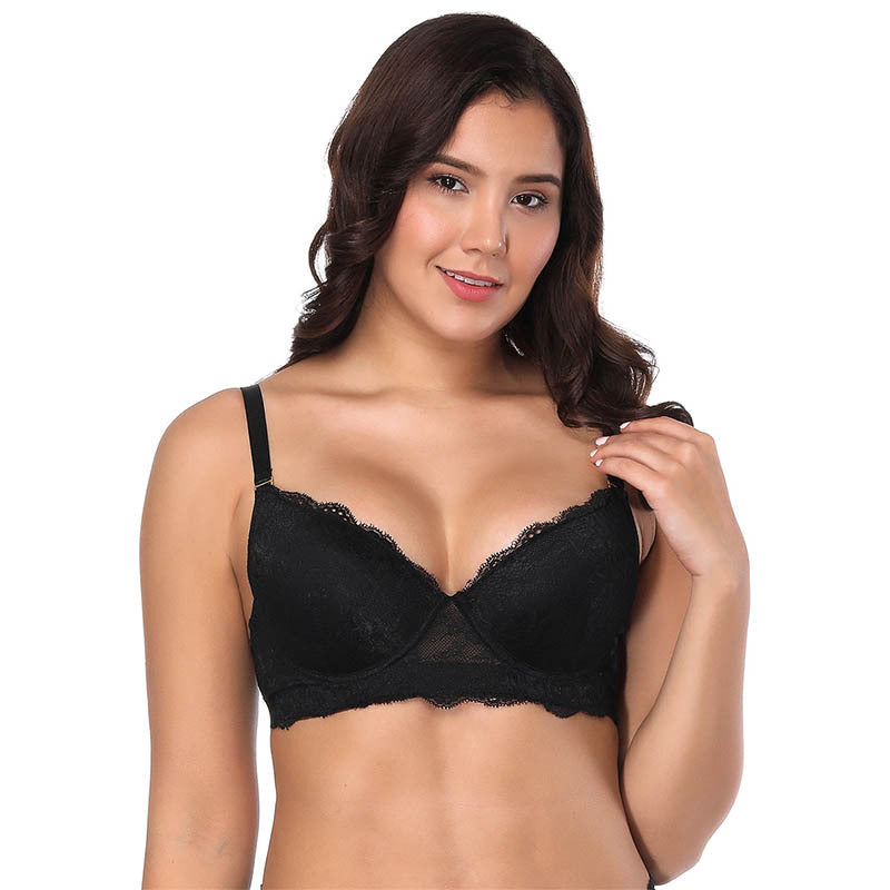 Underwear lace sexy bra thin mold cup steel ring - StripSilk