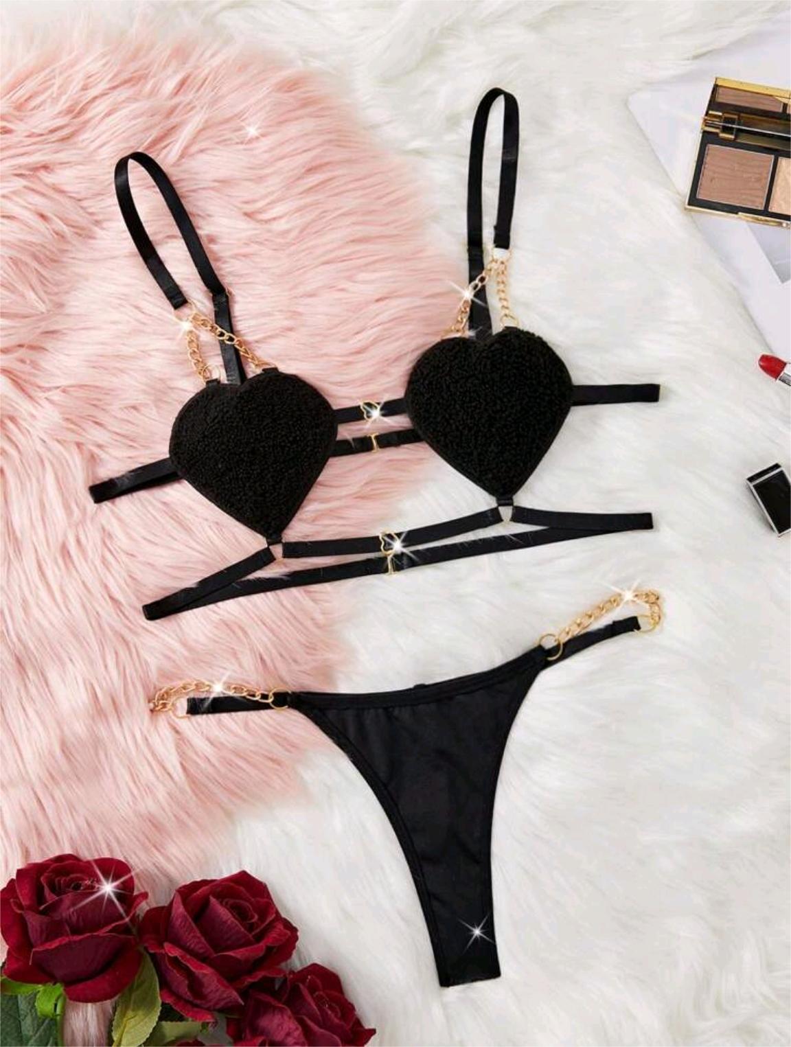 Cross-border Foreign Trade Autumn New Arrival French Style Sexy Lingerie – Heart-shaped Strap Temptation for Women - StripSilk