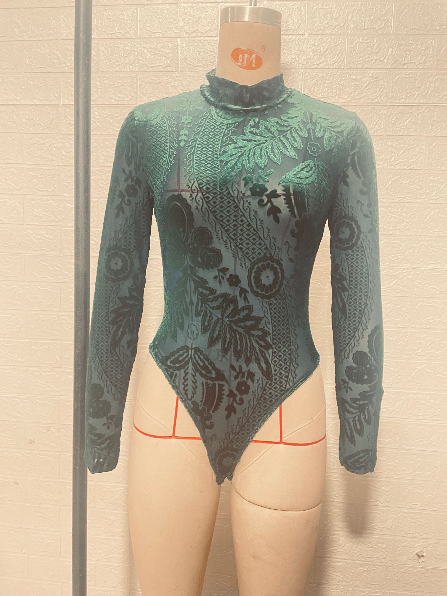 Embroidered long sleeved lace women's jumpsuit - StripSilk