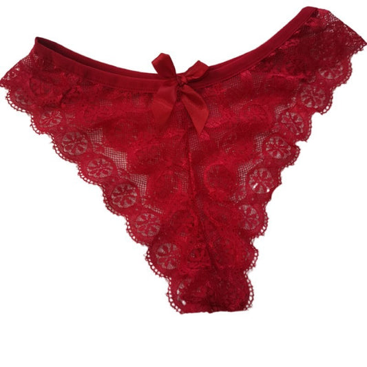 Lace underwear low waisted seamless pants breathable underwear bow tie - StripSilk