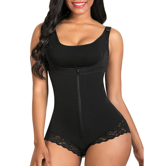 Tight fitting underwear shapewear one-piece triangular zipper shapewear - StripSilk