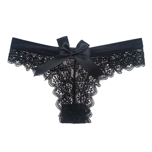 Lace underwear low waisted seamless pants breathable underwear bow tie - StripSilk