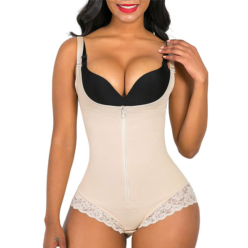 Tight fitting underwear shapewear one-piece triangular zipper shapewear - StripSilk