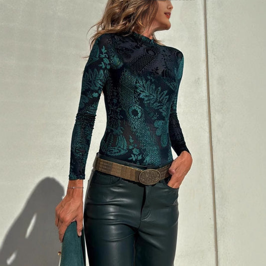 Embroidered long sleeved lace women's jumpsuit - StripSilk