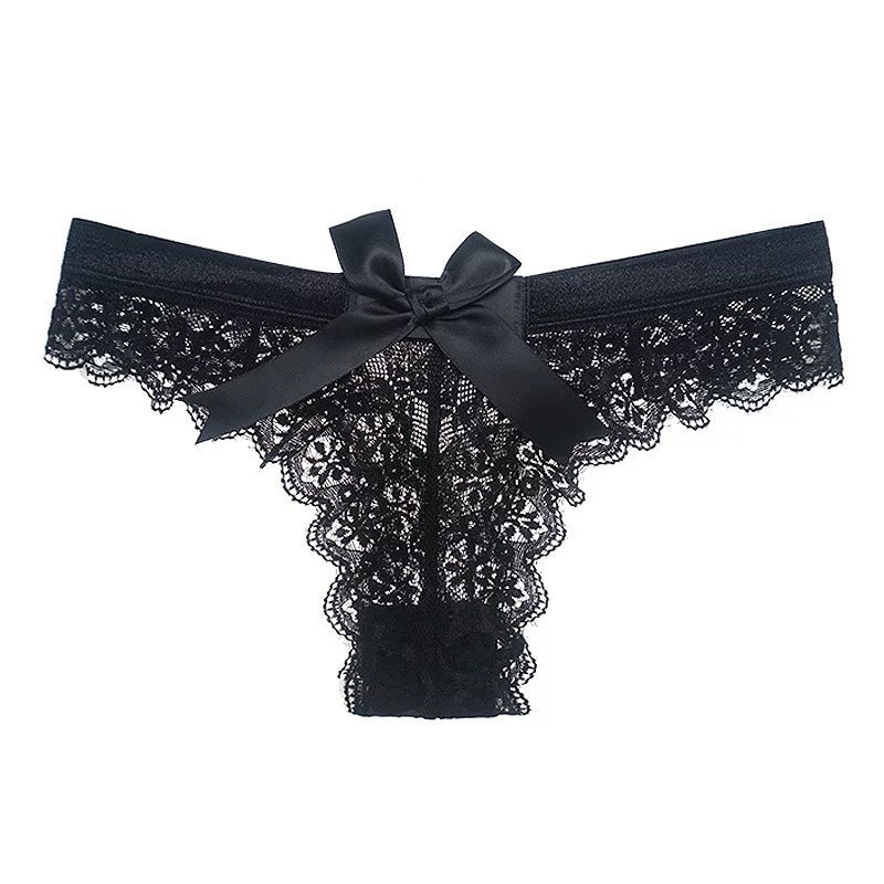 Lace underwear low waisted seamless pants breathable underwear bow tie - StripSilk