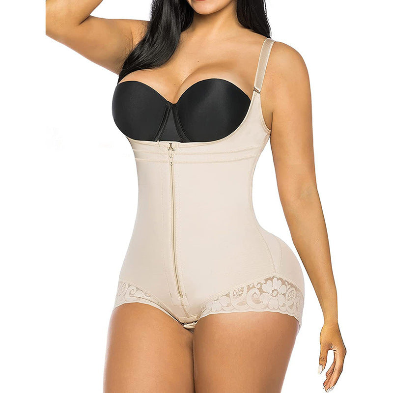 Tight fitting underwear shapewear one-piece triangular zipper shapewear - StripSilk