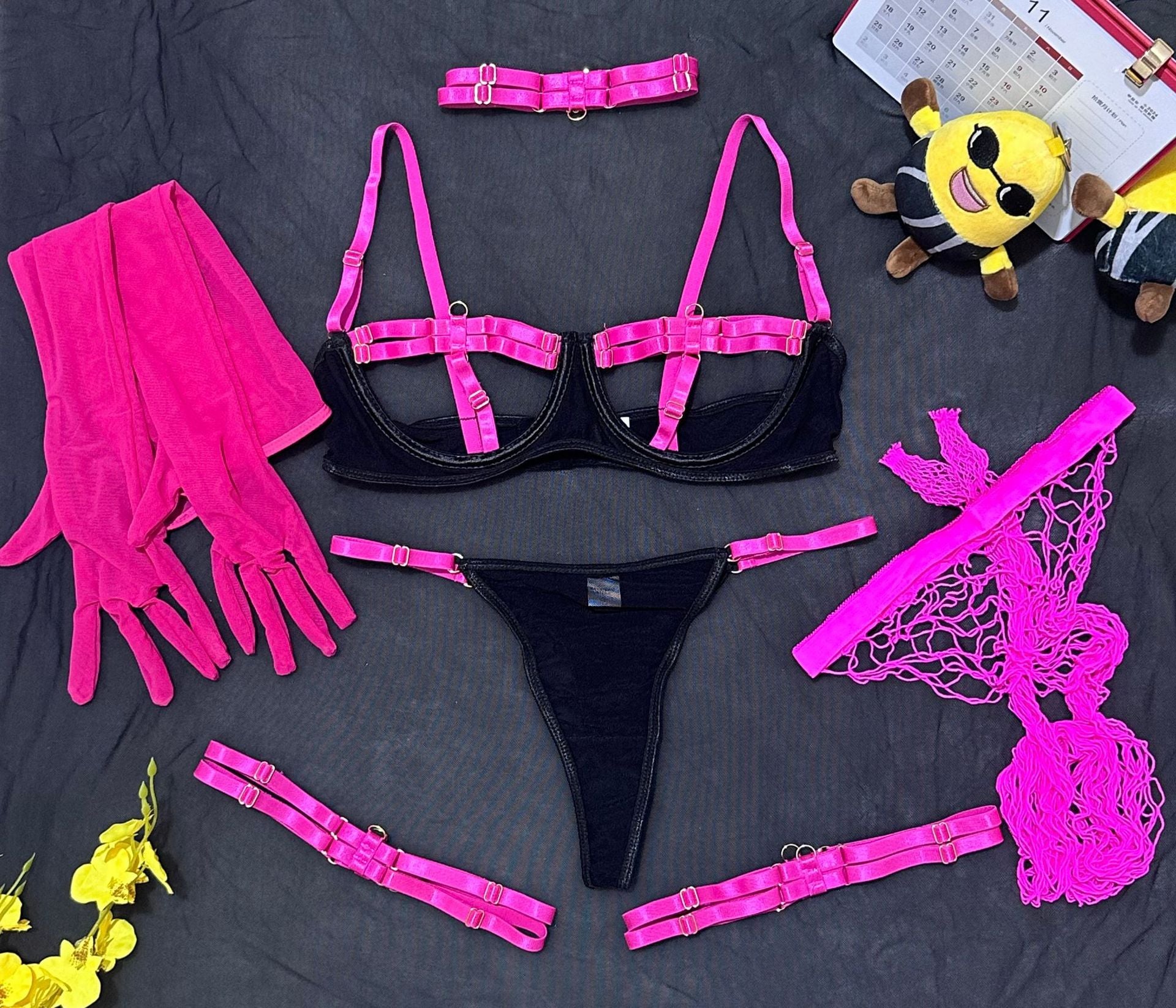 Women's Two-color Splicing Lingerie Set - Sexy Complex Craft Underwear for Wholesale - StripSilk