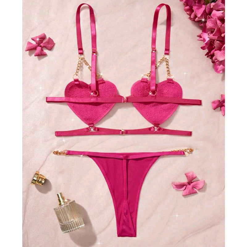 Cross-border Foreign Trade Autumn New Arrival French Style Sexy Lingerie – Heart-shaped Strap Temptation for Women - StripSilk